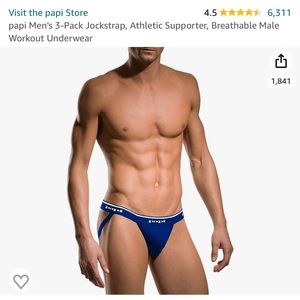 papi Men's 3-Pack Jockstrap, Athletic Supporter, Male Workout Underwear